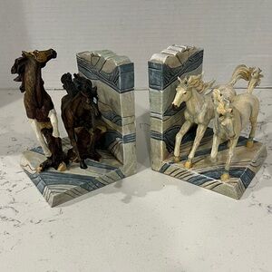 Horse Bookends with Stone Design